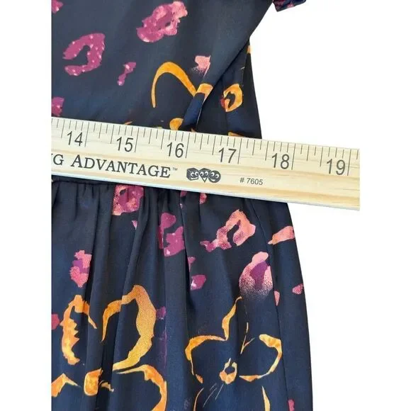 Entro Women's Ruffle Sleeve Floral Dress Black M Tiered Boho Mini Lined - Picture 11 of 13